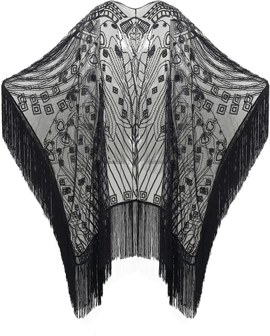 Chal de Flecos con Lentejuelas Vintage de los Años 1920 para Mujer Capa de Malla Estilo Gatsby para Fiesta Banquete