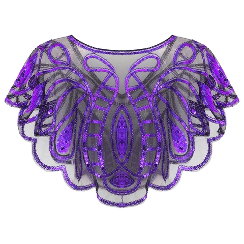 Vintage 1920er Pailletten Netz-Capelet Gatsby Abend Schultertuch Wellenkante Art Deco Bolero Für Party Hochzeit Damen