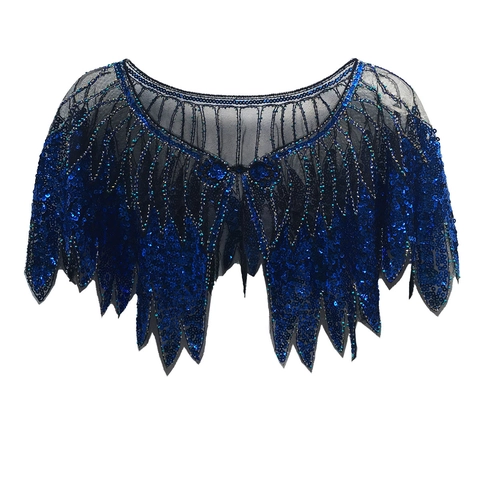 Scialle da Donna Vintage Anni 20 con Paillettes e Perline Capelet a Rete Cape da Sera Gatsby Festa Matrimonio Elegante Coprispalle