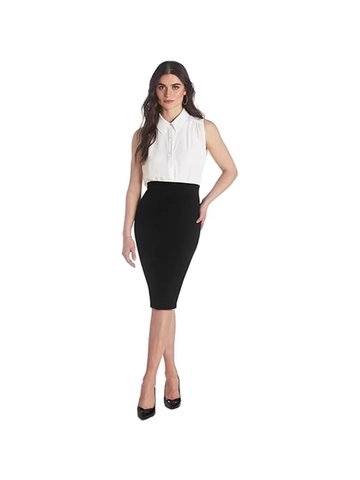 Damen High Waist Bleistiftrock Elegant Bodycon Midirock Büro Dame Rückenschlitz Einfarbig Dehnbar Business Röcke