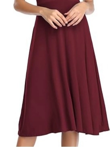 Women's Casual Solid Color Round Neck Short Sleeve A-Line Midi Dress High Waist Pullover Slim Fit Elegant Commuter Dress