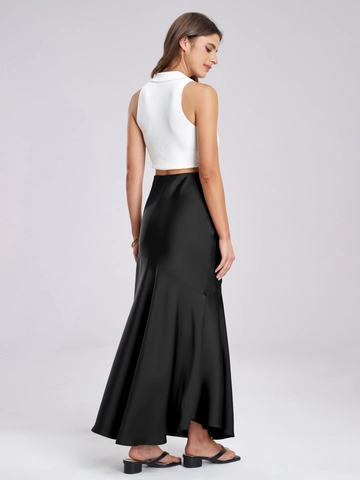 Elegante Gonna Lunga in Raso a Vita Alta Per Donna Tinta Unita Giuntura Gonna a Tubino Elegante Gonna Lunga Pendolare Streetwear
