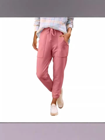 Pantalones Deportivos Casuales para Mujer Cintura Elástica con Cordón Holgados con Bolsillos Grandes y Puños en el Tobillo