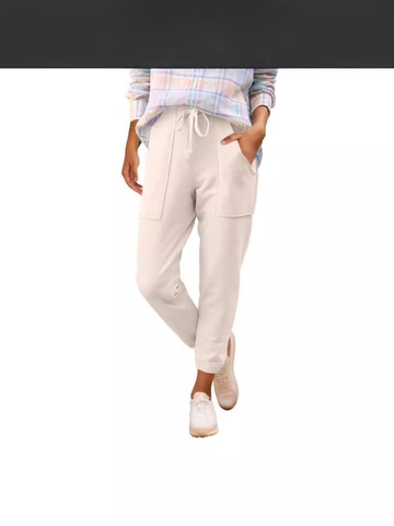 Pantalones Deportivos Casuales para Mujer Cintura Elástica con Cordón Holgados con Bolsillos Grandes y Puños en el Tobillo
