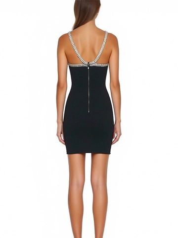 Vestito Donna Sexy Mini Bodycon Neckholder Con Strass Senza Maniche Senza Schienale Party Club Compleanno Vestito Fasciato