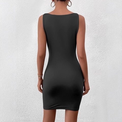 Abito Mini Bodycon Senza Maniche Estivo da Donna Girocollo Schiena Scoperta Seta di Latte Elastico Vestibilità Slim Sexy Abito Tank per Feste