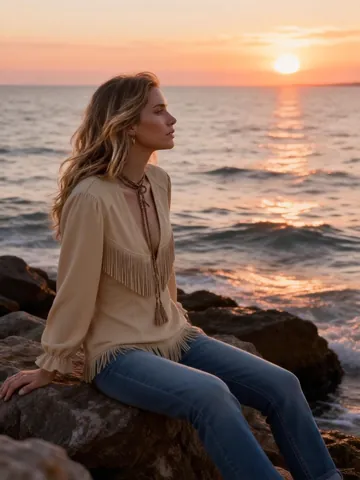 Vrouwen Bohemien Imitatiesuède Top met Franjes V-Hals Lange Mouw Kwastje Ruche Manchet Blouse Effen Kleur Casual Streetwear