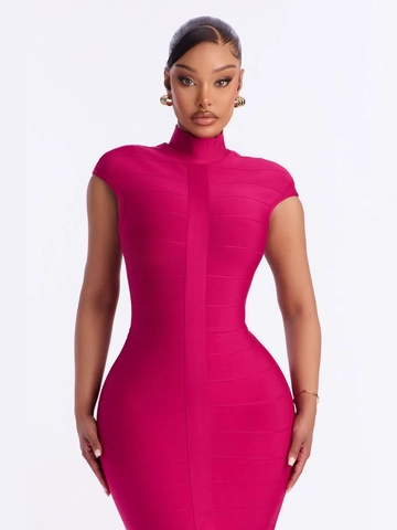 Vestido Maxi de Vendaje Sexy para Mujer Bodycon Cuello Alto Sin Mangas Alta Elasticidad Color Sólido Fiesta Banquete Vestido