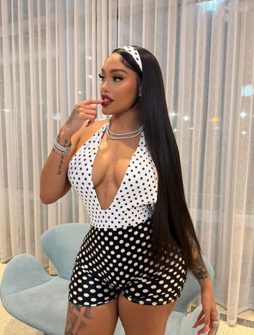 Polka Dot Halter V Neck Backless Romper And Headband For Women Sexy Bodycon Sleeveless Polyester Summer Clubwear Jumpsuit