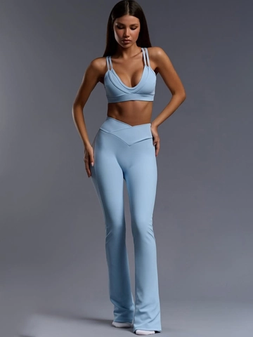 Women Ribbed Yoga Set Adjustable Straps Sports Bra High Waist Flare Pants Activewear Workout Gym Fitness Bra And Pants