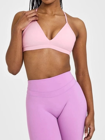 Conjunto Sexy de Sujetador Deportivo Cuello en V Profundo Y Pantalones Cortos de Yoga Cintura Alta Correas Finas Fitness Gimnasio