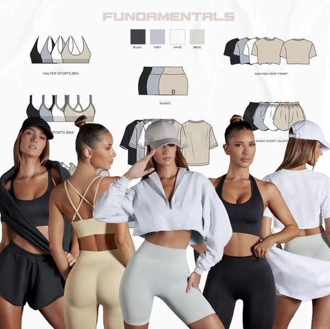 Conjunto de Yoga Sin Costuras para Mujer Leggings de Cintura Alta con Fruncido Sujetador Deportivo Halter Ropa Deportiva