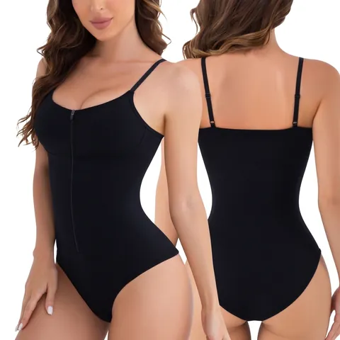 Body Modellante da Donna con Cerniera Frontale Alta Elasticità Controllo Pancia Sollevamento Glutei Spalline Sottili Tuta