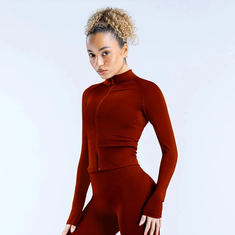 Women's Slim Fit Zip Up Yoga Set Long Sleeve Gym Jacket And High Waist Sports Leggings Full Dull Fabric Fitness Tracksuit