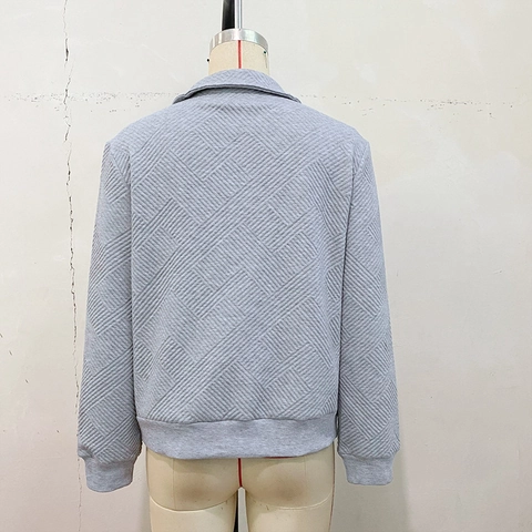 Dames Vintage Getextureerde Pullover Sweatshirt Staande Kraag Knoop Patchwork Lange Mouw Casual Top Met Zak