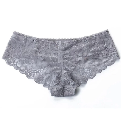 Culottes en Dentelle Sexy pour Femmes Taille Basse Transparentes Florales Avec Nœud en Satin Respirant Élégant Lingerie Sous-vêtements