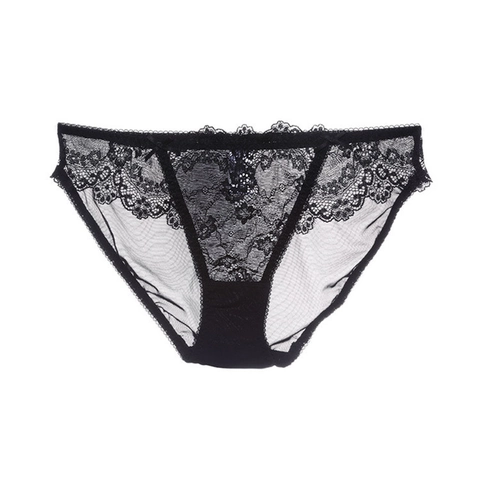 Damen Sexy Spitze Höschen Luxuriöse Transparente Niedrige Taille Ajouré Slips Atmungsaktives Netz Schleife Unterwäsche