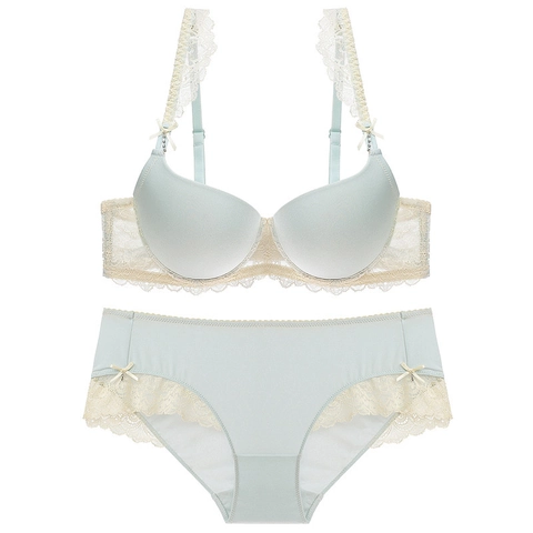 Dolce Reggiseno Push Up In Pizzo E Mutandina Intimo Con Ricamo Floreale Per Donna Stile Giapponese Fiocco Reggiseno Comodo
