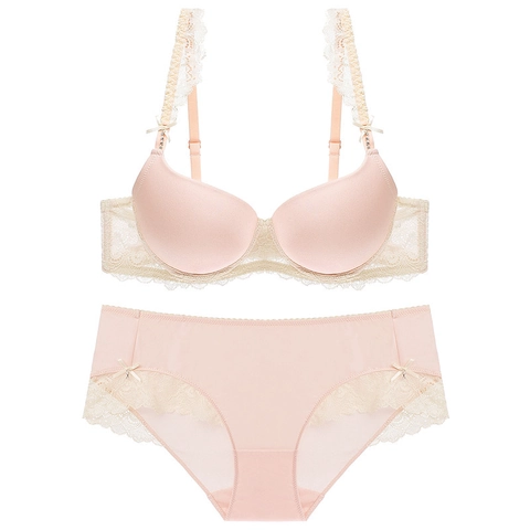 Dolce Reggiseno Push Up In Pizzo E Mutandina Intimo Con Ricamo Floreale Per Donna Stile Giapponese Fiocco Reggiseno Comodo