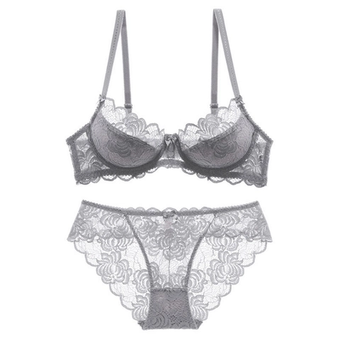 Set Intimo Donna Sexy Ultrasottile in Pizzo Floreale Reggiseno Con Ferretto E Slip Traspirante Comodo Per Donna