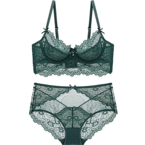 Reggiseno Sexy in Pizzo E Mutandine Donna Ricamo Floreale Lingerie in Rete Con Ferretto Coppa Sottile Intimo Traspirante Notte Romantica