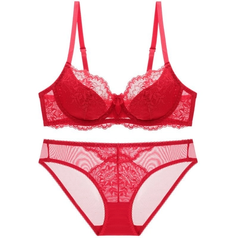 Damen Floral Spitze BH Set Atmungsaktiv Dünne Baumwolle Cup Mit Bügel Lingerie Stickerei Transparent Netzgewebe BH Und Slip Set