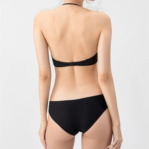 Set Reggiseno Donna Senza Cuciture e Senza Ferretto Abbellimento Schiena Intimo a Rete con Anelli di Metallo Set Biancheria in Nylon Morbido