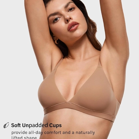 Reggiseno Donna a Triangolo Senza Cuciture e Ferretto Scollo a V Tessuto Morbido Spalline Regolabili Comfort Quotidiano