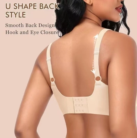 Sujetador Sin Costuras de Escote en V Profundo para Mujer Bralette Push Up Sin Aros de Malla con Soporte de Tiras de Gelatina