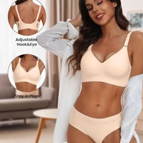 Women's Seamless Wireless Push Up Bra Plus Size Comfort Jelly Strip Support Bralette