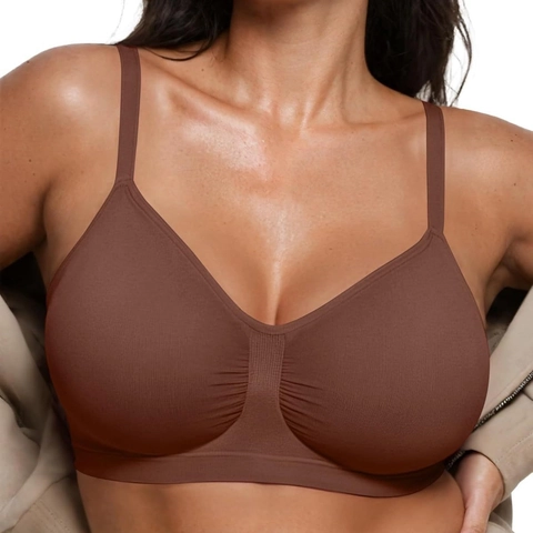 Sujetador Sin Costuras Ni Aros Para Mujer Cuello En V Bralette Diario Cómodo Ligero Elástico Sujetador Para Dormir O Yoga