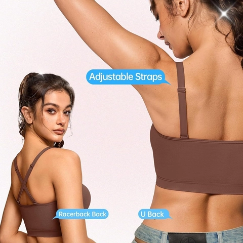 Sujetador Sin Costuras Ni Aros Para Mujer Cuello En V Bralette Diario Cómodo Ligero Elástico Sujetador Para Dormir O Yoga