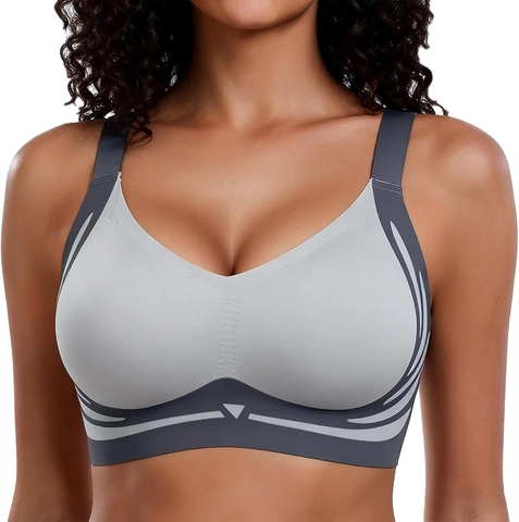 Reggiseno Senza Cuciture Donna Senza Ferretto Con Supporto In Gelatina Traspirante Nylon Coppa 3D Spalline Regolabili