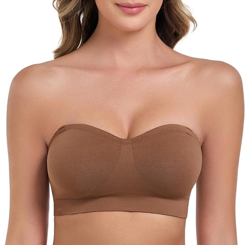 Reggiseno a Fascia Senza Cuciture da Donna in Poliammide Senza Spalline Imbottito Invisibile Antiscivolo Top con Spalline Rimovibili