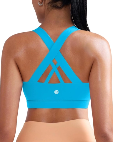 Reggiseno Sportivo da Donna a Medio Supporto con Incrocio sulla Schiena Imbottito Yoga Workout Tank Top Traspirante Fitness Bra