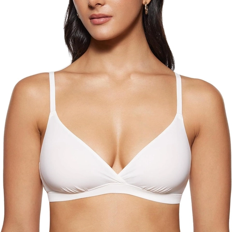 Women Seamless Triangle Bralette Wireless V Neck Comfort Smooth Bra Top With Adjustable Straps Non Padded Underwear
