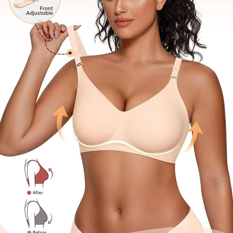 Sujetador Sin Costuras para Mujer Push Up Soporte Bralette Diario Cobertura Total Comodidad Sin Aros Correas Ajustables