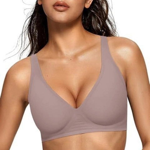 Nahtloser Damen BH Ohne Bügel V-Ausschnitt Bequemes Bralette Mit Herausnehmbaren Pads Soft Support Täglicher Gebrauch