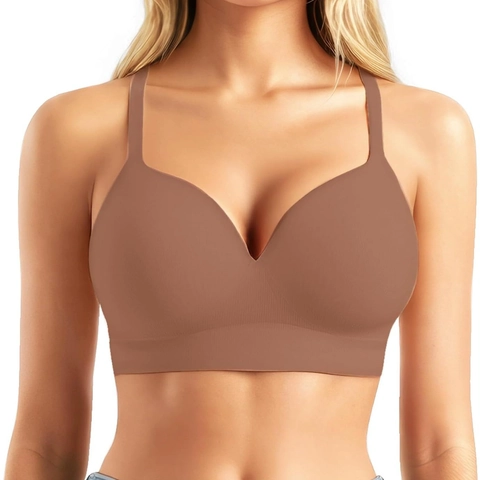 Sujetador Push Up Sin Costuras y Sin Aros para Mujer Sujetador de Camiseta de Cobertura Total con Correas Ajustables Lencería