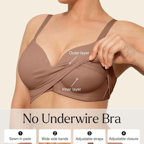 Sujetador Push Up Sin Costuras y Sin Aros para Mujer Sujetador de Camiseta de Cobertura Total con Correas Ajustables Lencería