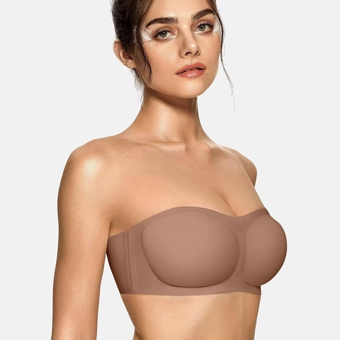 Sujetador Bandeau Sin Tirantes Sin Costuras Para Mujer Silicona Antideslizante Sin Aros Acolchado Invisible Para Boda Fiesta