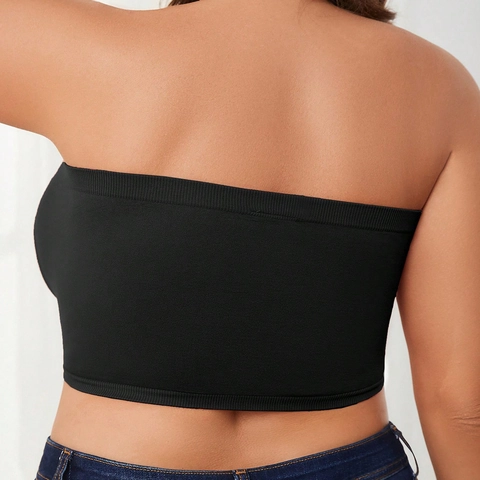 Damen Übergrößen Trägerloser Bandeau BH Kabellos Nahtlos Atmungsaktiv Rutschfest Tube Top Schwarz Weiß Nude