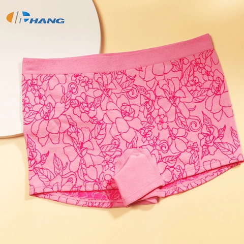 Boxer a Bottone Senza Cuciture Donna Vita Media Traspirante Nylon Boyshorts Comodi Pantaloncini Intimi Rose Jacquard