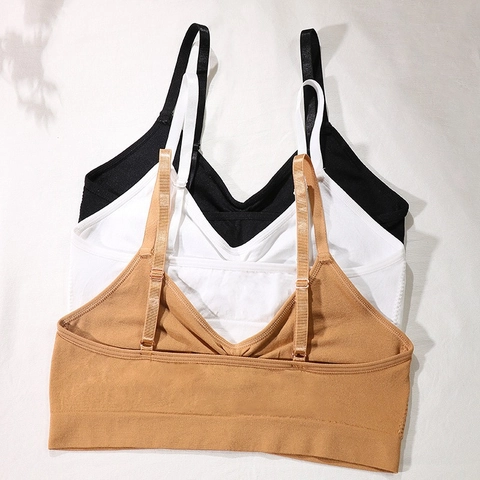 Damen Nahtloser Kabelloser Bralette Dünner Atmungsaktiver Komfortabler BH Mit Verstellbaren Trägern V-Ausschnitt Gerafft Schlaf Yoga Top
