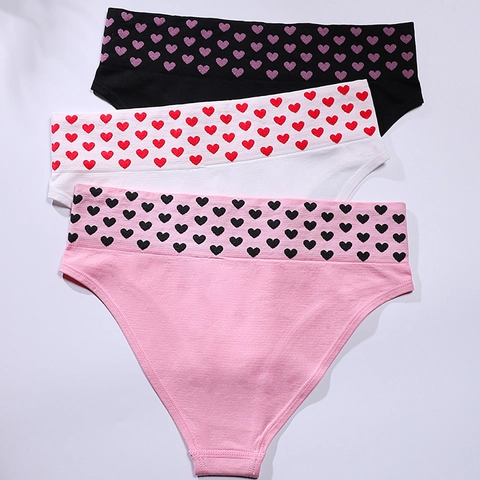 Bragas de Cintura Alta Sin Costuras para Mujer Patrón de Corazón Nailon Spandex Transpirable Ropa Interior Sexy