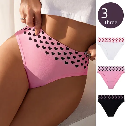 Bragas de Cintura Alta Sin Costuras para Mujer Patrón de Corazón Nailon Spandex Transpirable Ropa Interior Sexy