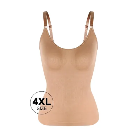 Camiseta Moldeadora Sin Costuras De Talla Grande Para Mujer Camisola Adelgazante Con Correas Ajustables Top De Control De Abdomen