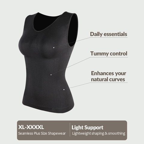 Damen Plus Size Nahtloses Formendes Tank Top Bauchkontrolle Ärmellose Körperformer Weste Atmungsaktiv Bruststütze Schlankheitshemd