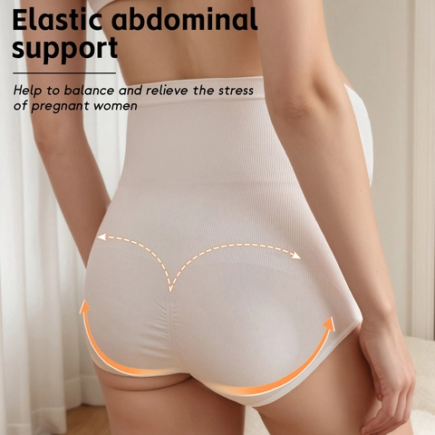 Ropa Interior de Maternidad sin Costuras de Cintura Alta Soporte Abdominal Bragas de Embarazo Transpirables de Punto Suave