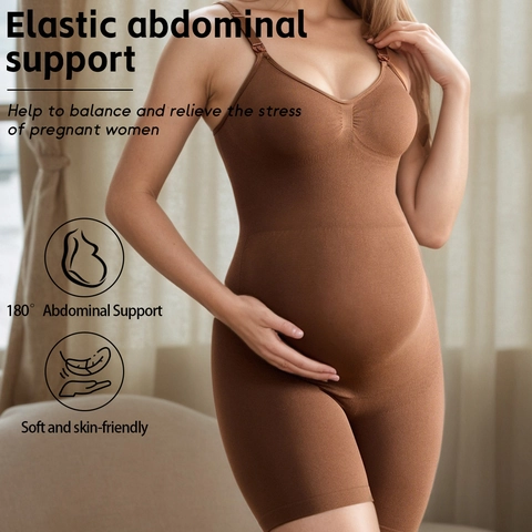 Nahtlose Schwangerschafts Shapewear Bodysuit Bauchunterstützung Stillclips Verstellbare Träger Einteiliger Postpartaler Shaper